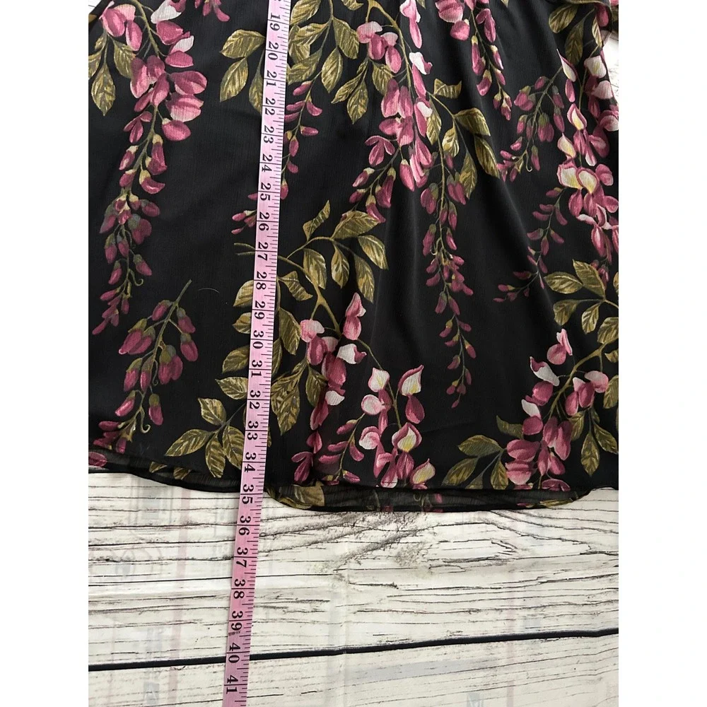 Kensie Floral Chiffon Mini Dress Whimsical Ruffle Long Sheer Sleeve 4 Cottage